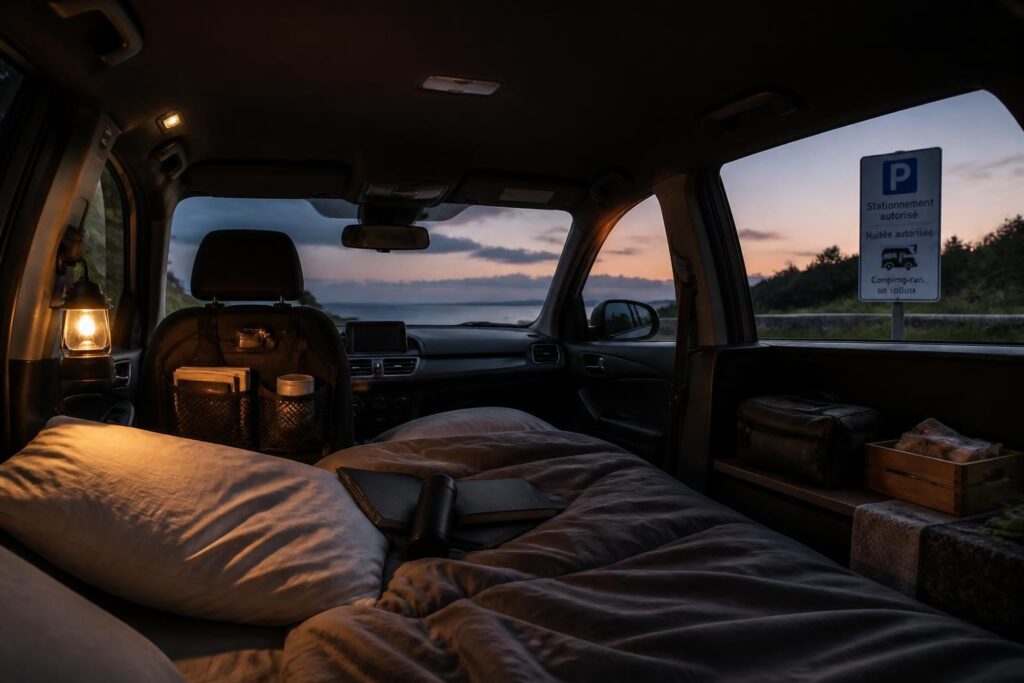 découvrez comment aménager votre voiture pour dormir confortablement, les règles légales à respecter et des astuces pour un séjour agréable sur la route.